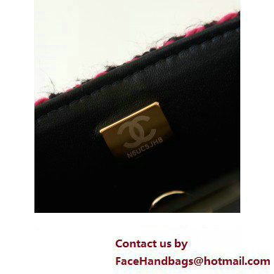 Chanel Wool Tweed  &  Gold-Tone Metal Small box Bag AS4470 Fuchsia  &  Black 2023